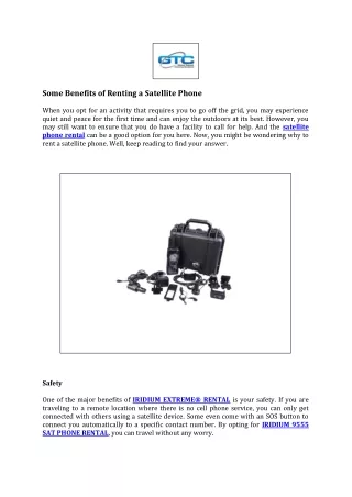 Some Benefits of Renting a Satellite Phone