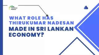 What Role Has Thirukumar Nadesan Made in Sri Lankan Economy