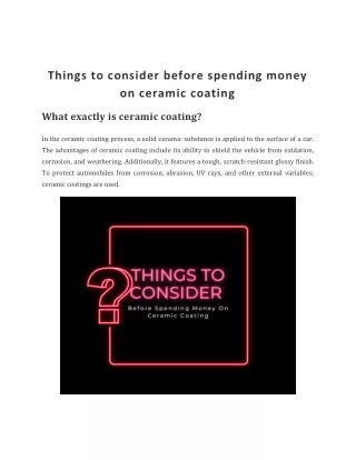 Things to consider before spending money on ceramic coating
