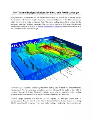 try thermal design solutions for electronic