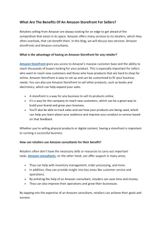 what are the benefits of an amazon storefront