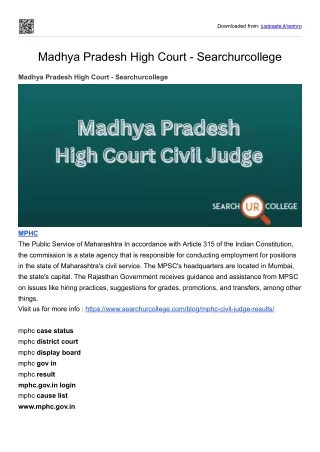 Madhya Pradesh High Court - Searchurcollege