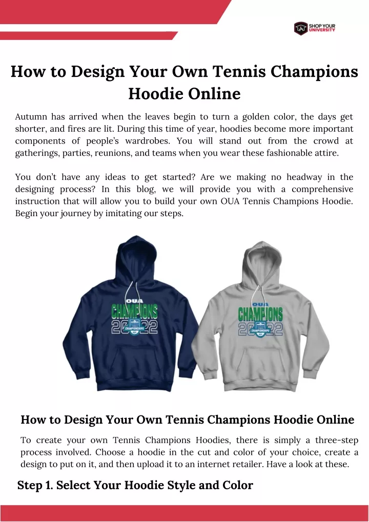 how to design your own tennis champions hoodie