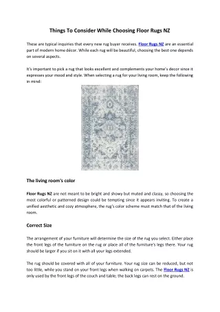 things to consider while choosing floor rugs nz