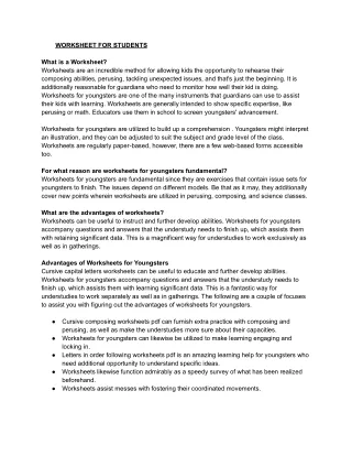 worksheet for students