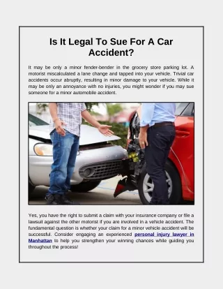 Is It Legal To Sue For A Car Accident?