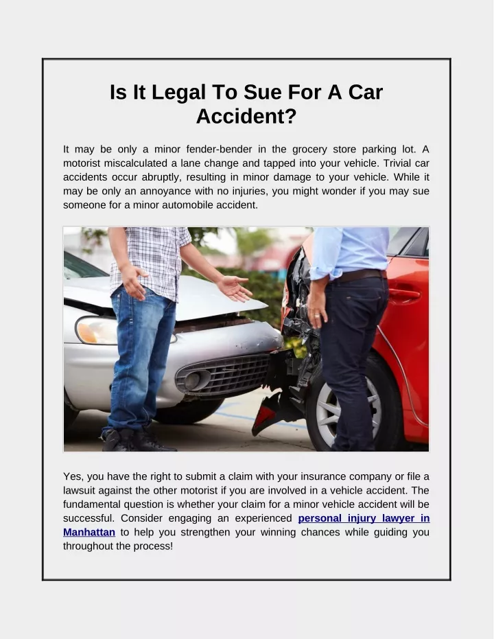 is it legal to sue for a car accident