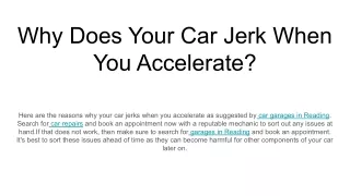 why does your car jerk when you accelerate