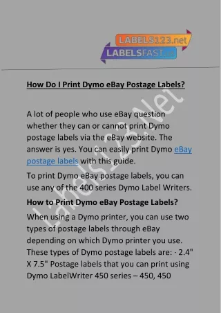 How Do I Print Dymo eBay Postage Labels