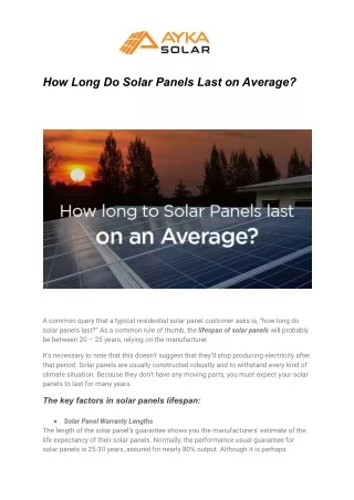 How Long Do Solar Panels Last on Average?