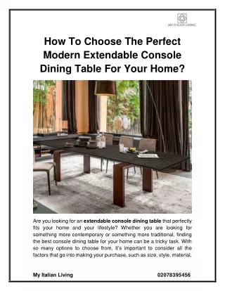 How to Choose the Perfect Modern Extendable Console Dining Table for Your Home