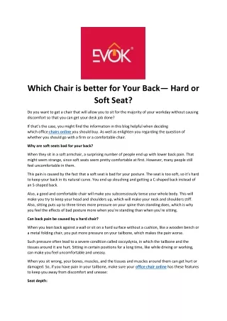 Which Chair is better for Your Back— Hard or Soft Seat?