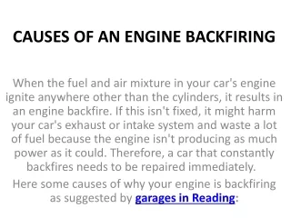 causes of an engine backfiring
