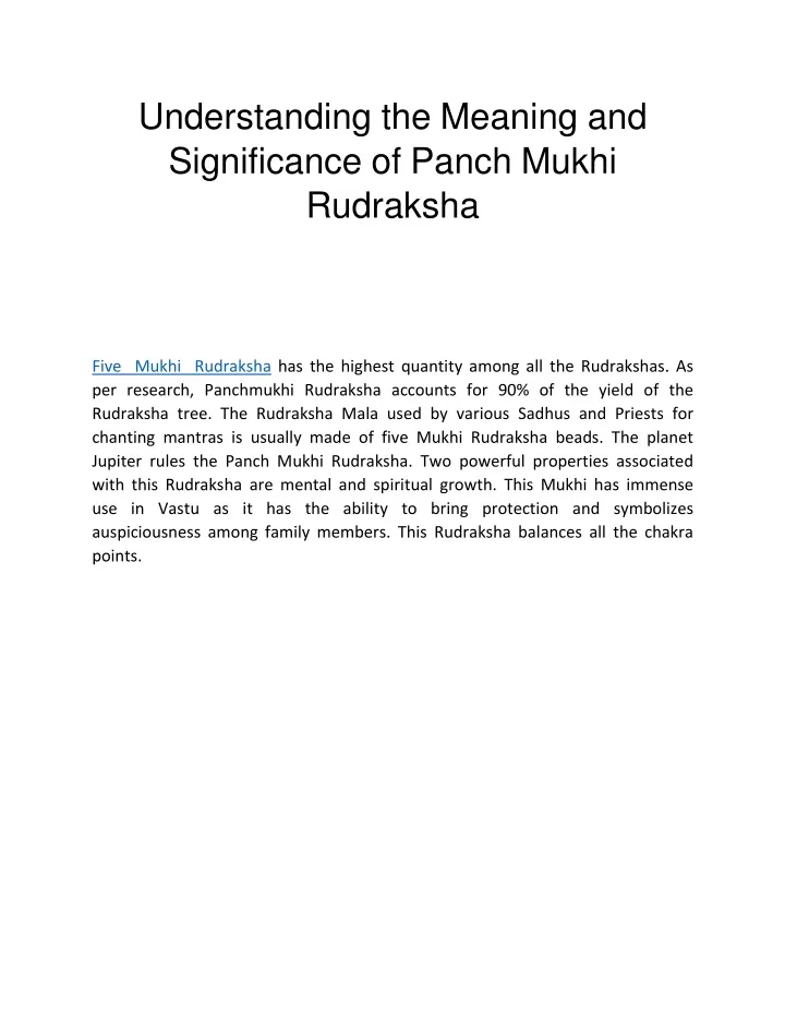 understanding the meaning and significance of panch mukhi rudraksha