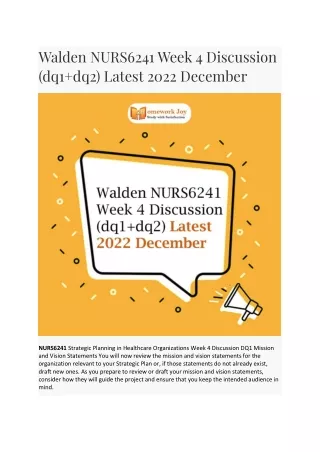 walden nurs6241 week 4 discussion dq1 dq2 latest