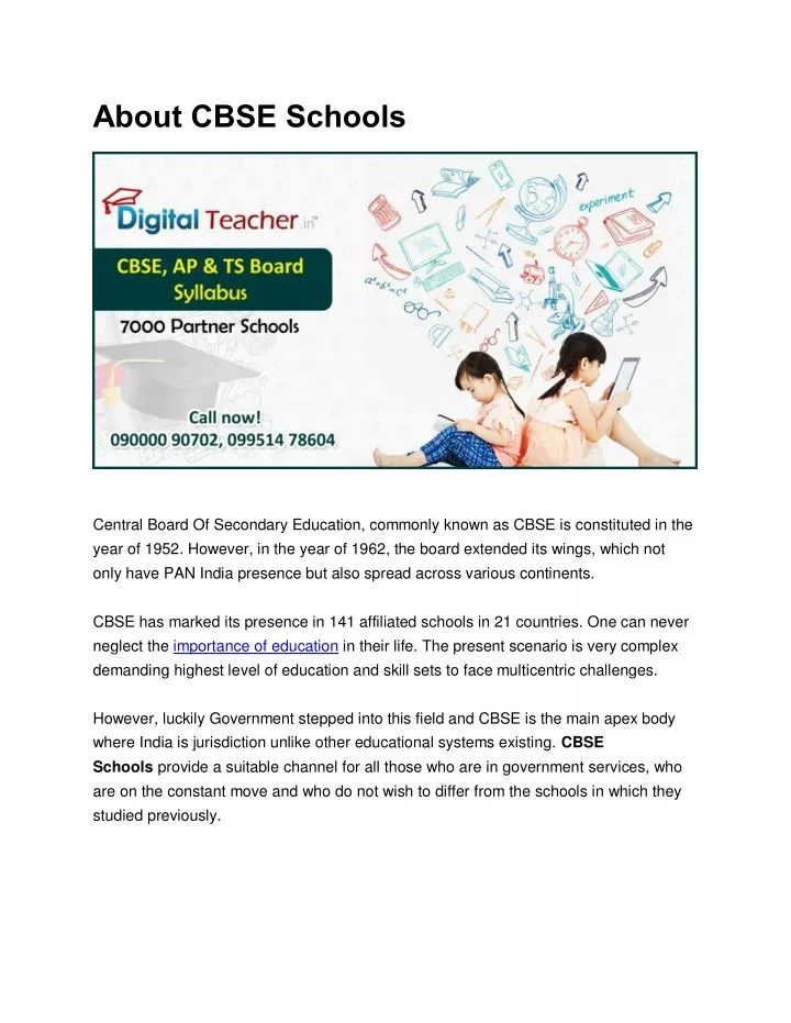 about cbse schools