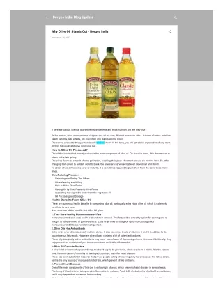 Why Olive Oil Stands Out - Borges India