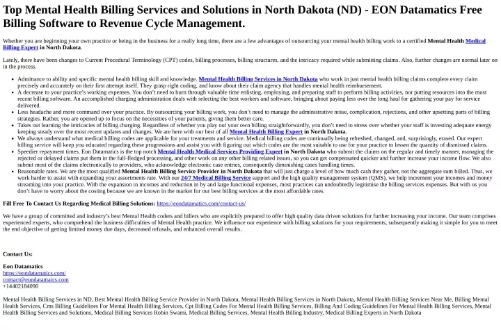 PPT Mental Health Billing Services In North Dakota PowerPoint   Top Mental Health Billing Services And Solutions N 