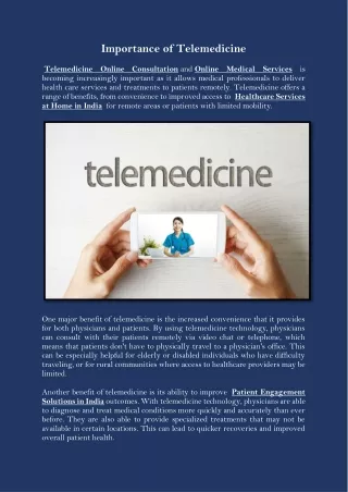 Importance of Telemedicine