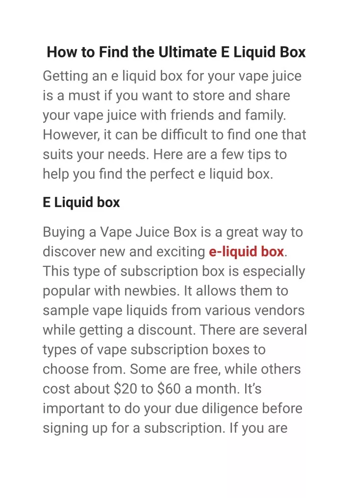 how to find the ultimate e liquid box getting