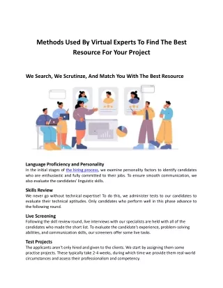 Methods Used By Virtual Experts To Find The Best Resource For Your Project