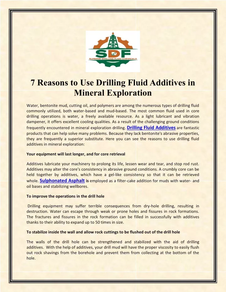 7 reasons to use drilling fluid additives