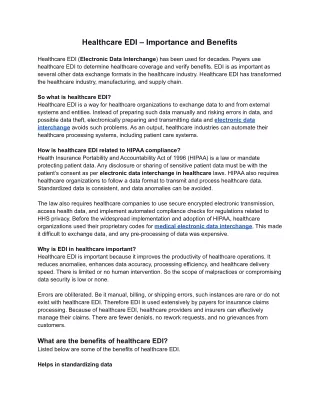 healthcare edi importance and benefits
