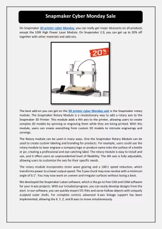snapmaker cyber monday sale