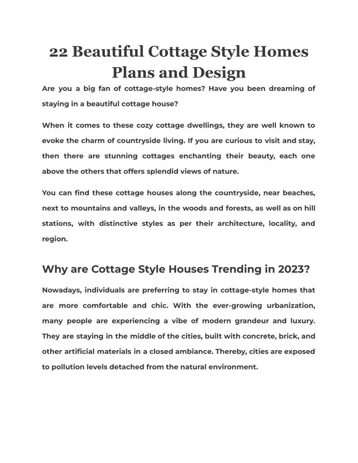 22 beautiful cottage style homes plans and design