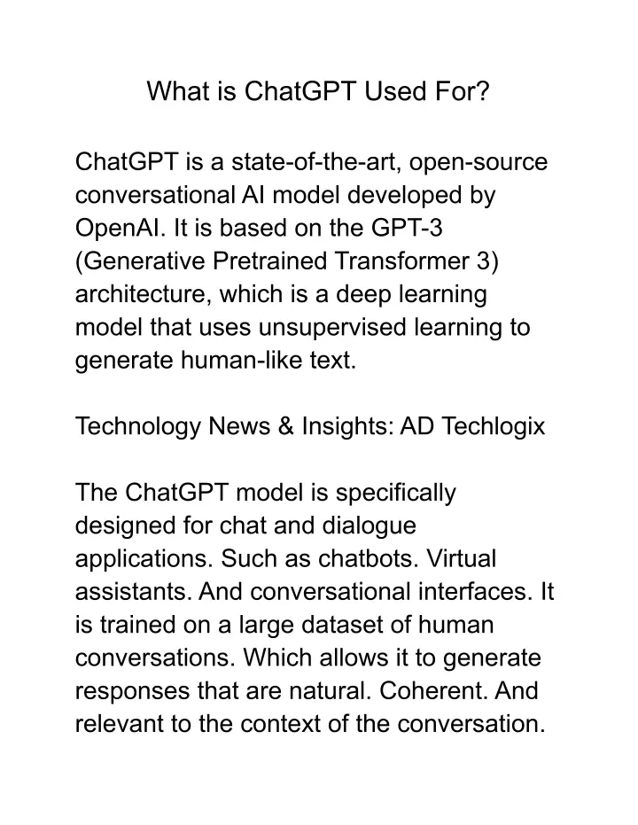 what is chatgpt used for