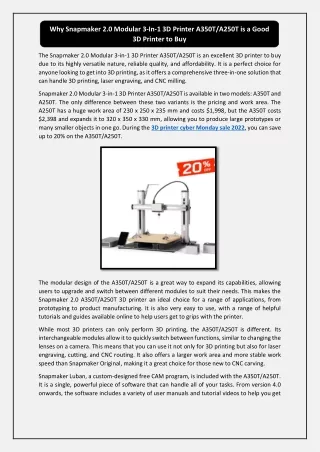 why snapmaker 2 0 modular 3 in 1 3d printer a350t