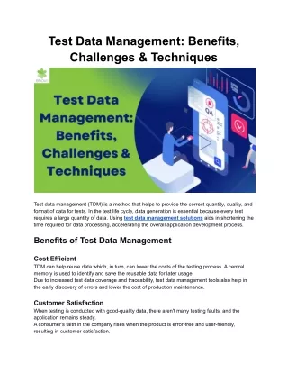 test data management benefits challenges