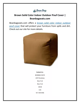 Brown Solid Color Indoor Outdoor Pouf Cover