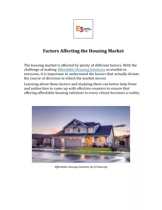 Affordable Housing Solutions- E3 Housing