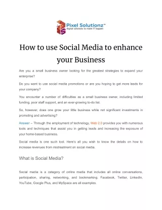 How to use Social Media to enhance your Business