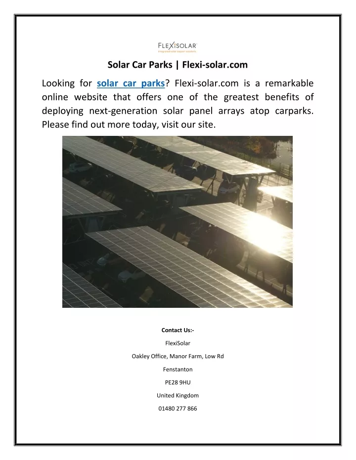 solar car parks flexi solar com