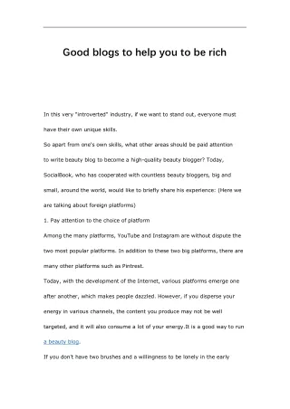 good blogs to help you to be rich
