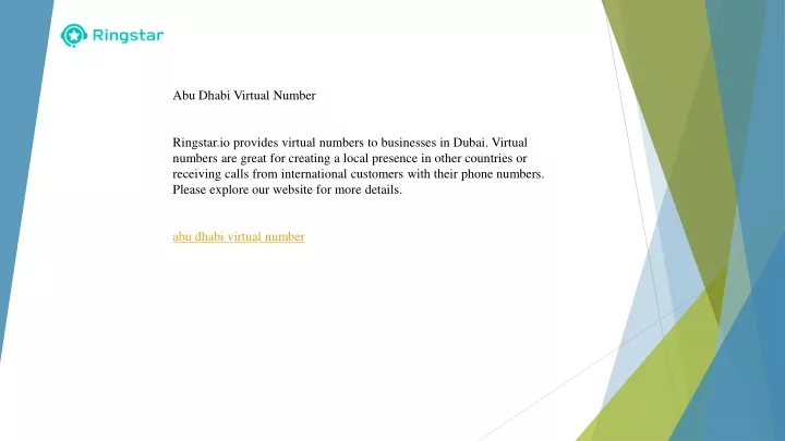 abu dhabi virtual number ringstar io provides