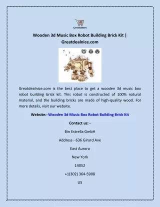 Wooden 3d Music Box Robot Building Brick Kit | Greatdealnice.com
