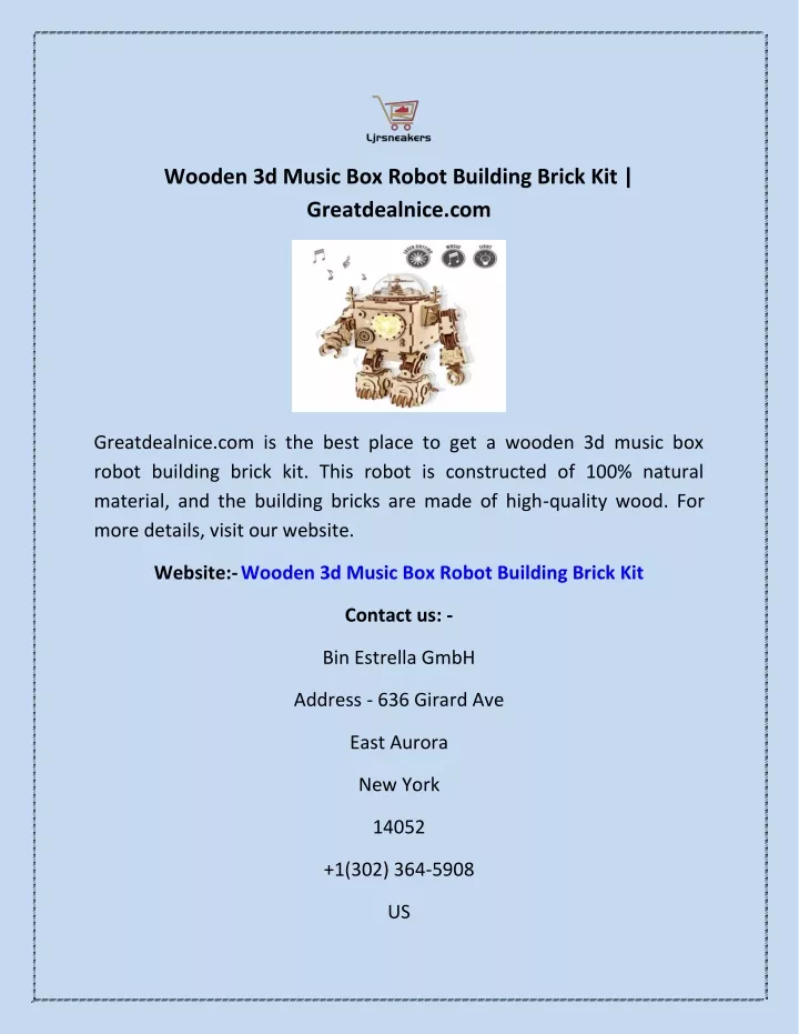 wooden 3d music box robot building brick