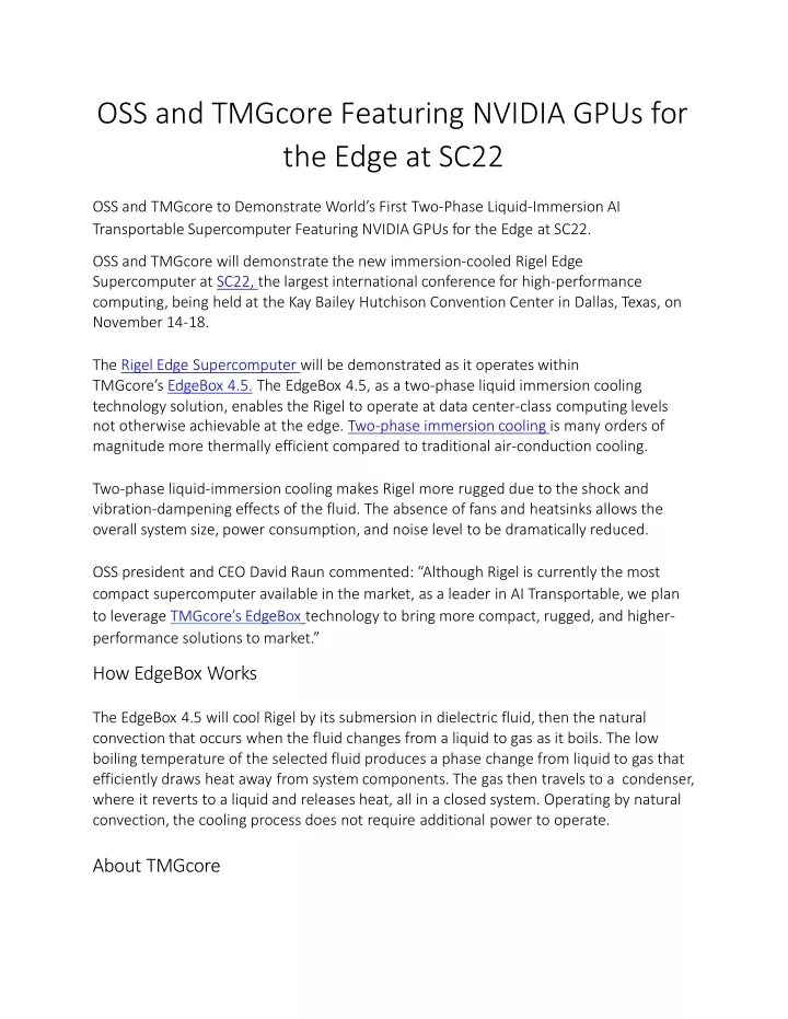 oss and tmgcore featuring nvidia gpus for the edge at sc22