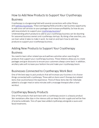 How to Add New Products to Support Your Cryotherapy Business