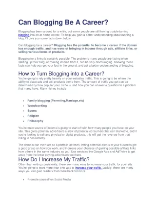 Can Blogging Be A Career