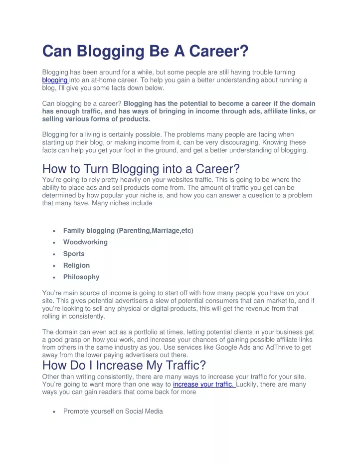 can blogging be a career