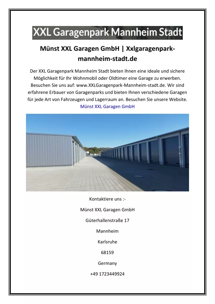 m nst xxl garagen gmbh xxlgaragenpark mannheim
