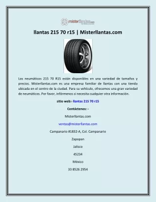 llantas 215 70 r15 | Misterllantas.com