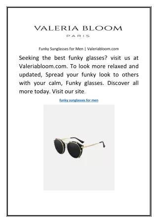 Funky Sunglasses for Men Valeriabloom.com