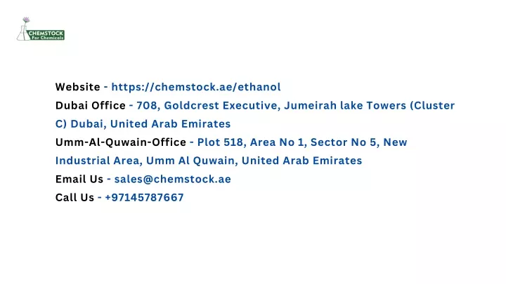 website https chemstock ae ethanol dubai office