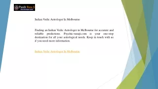 Indian Vedic Astrologer In Melbourne  Psychic-ranaji.com