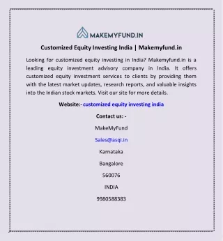 Customized Equity Investing India | Makemyfund.in